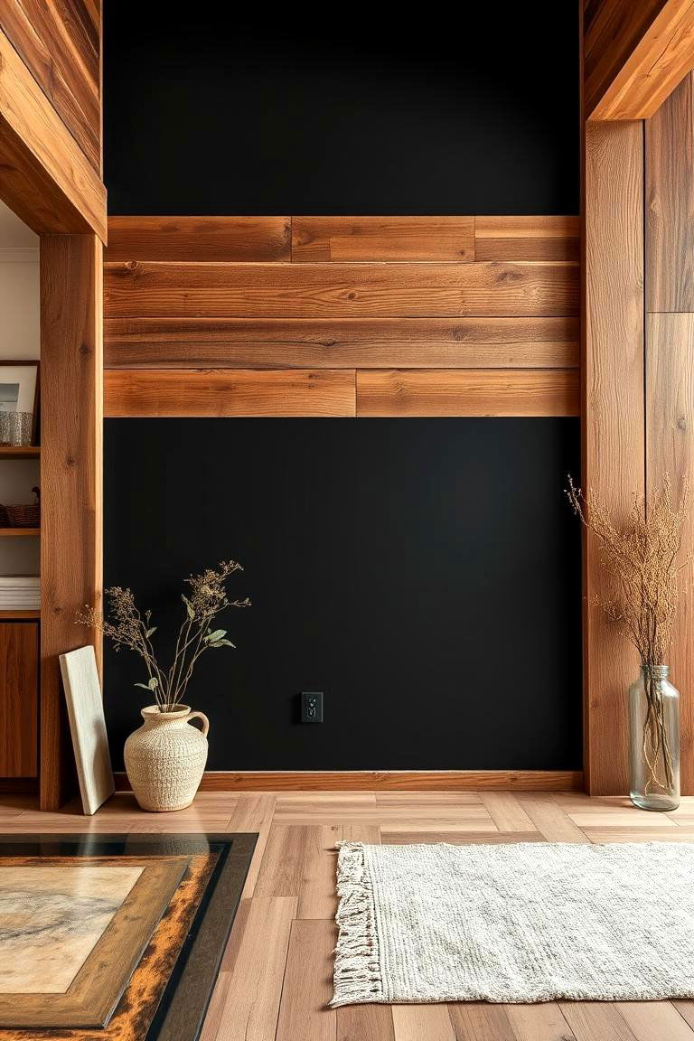 Black Accent Wall with Reclaimed Wood - 24 Black Accent Wall Ideas