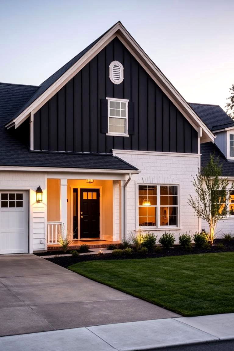 Black Accent Walls - 24 Black Modern Farmhouse Exterior Design Ideas