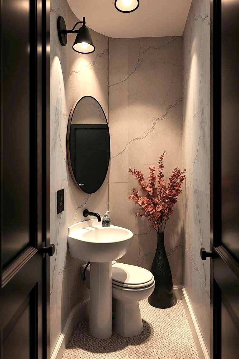 Black Accented Lighting Features - 24 black powder room ideas
