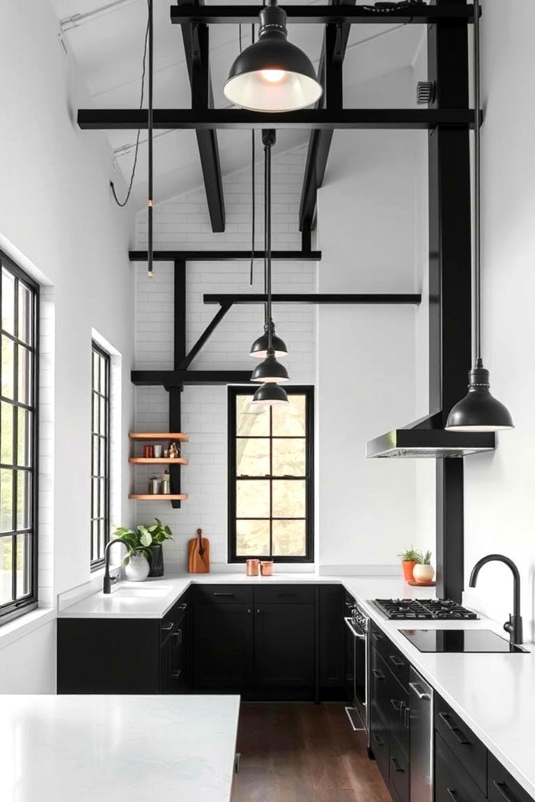 Black Accents - 24 Industrial Kitchen Ideas