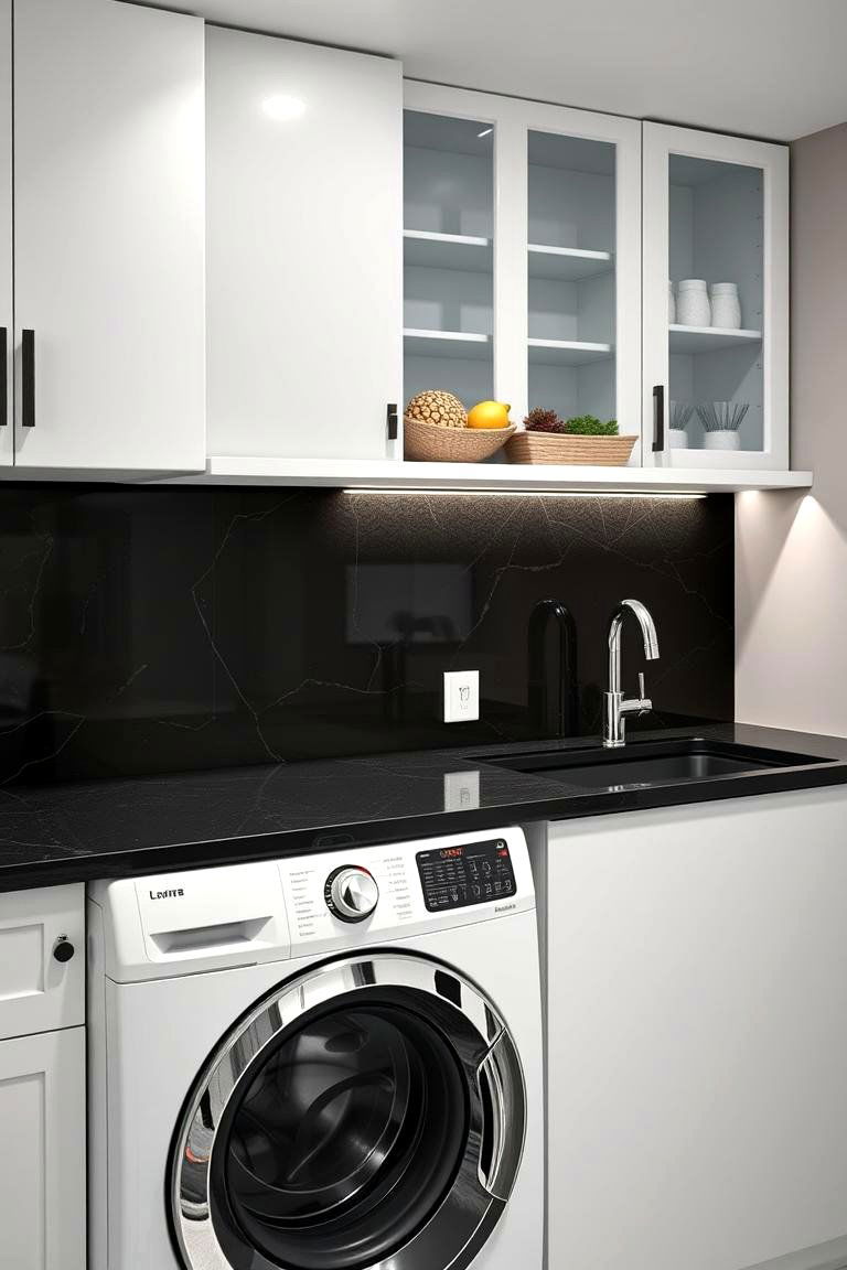 Black Back Splash Design - 24 black laundry room ideas