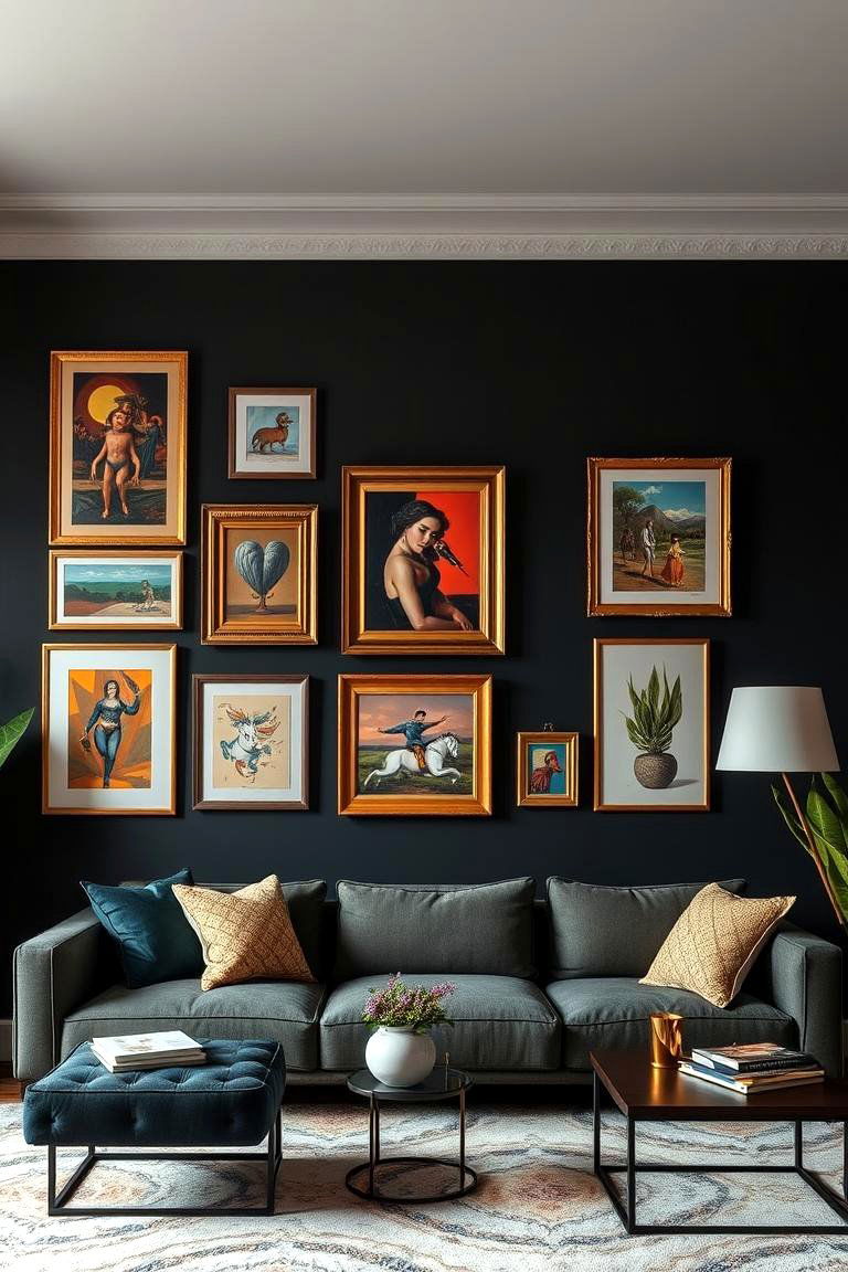 Black Background Art Gallery - 24 Gallery Wall Ideas