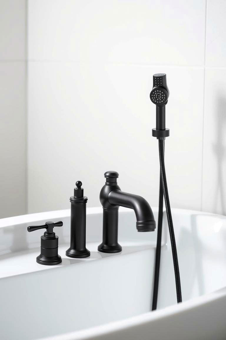 Black Bath Faucets and Hand Showers - 24 Bathroom With Black Fixtures