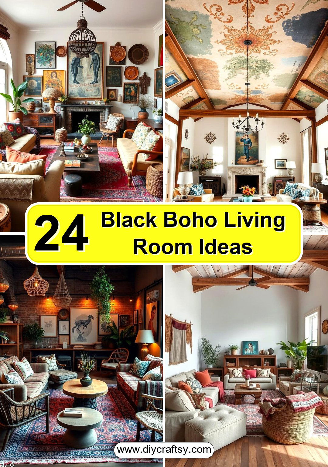 Black Boho Living Room Ideas