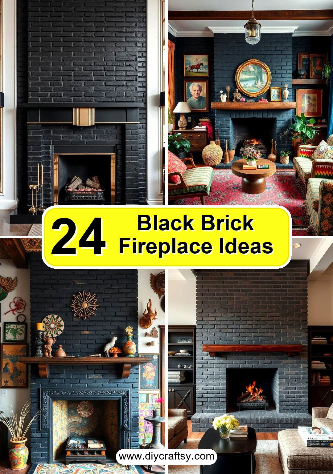 Black Brick Fireplace Ideas