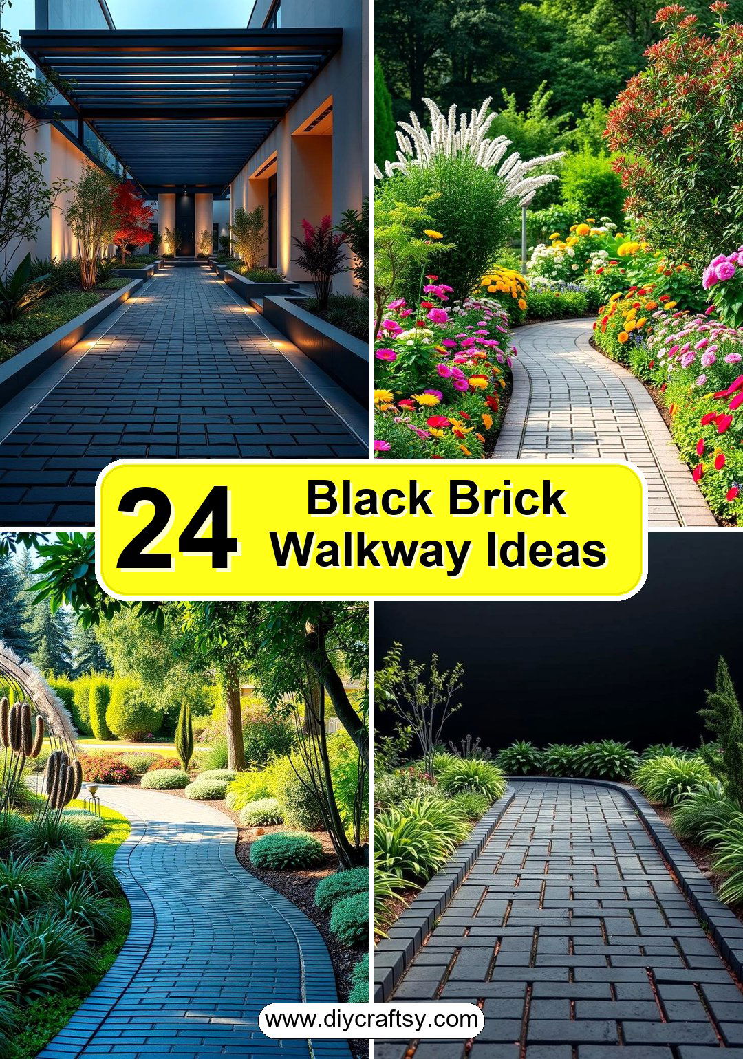Black Brick Walkway Ideas