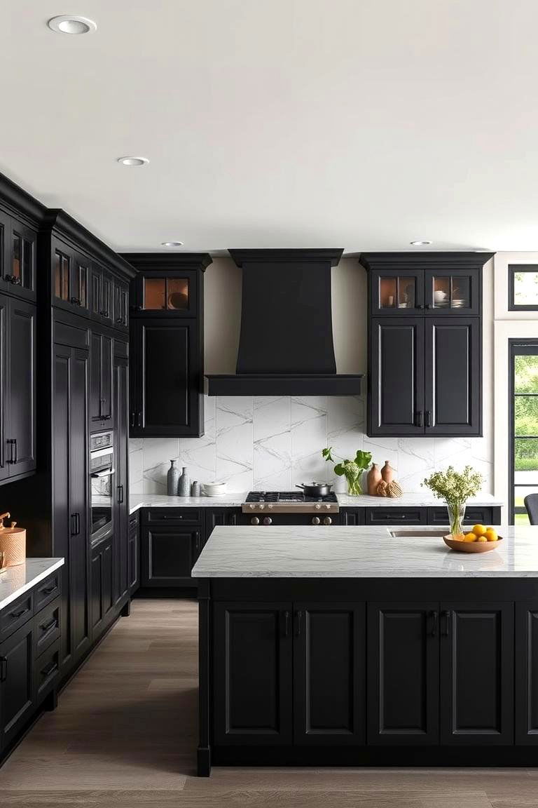 Black Cabinets in a Large Open Plan Kitchen - 24 kitchens with beautiful black cabinets