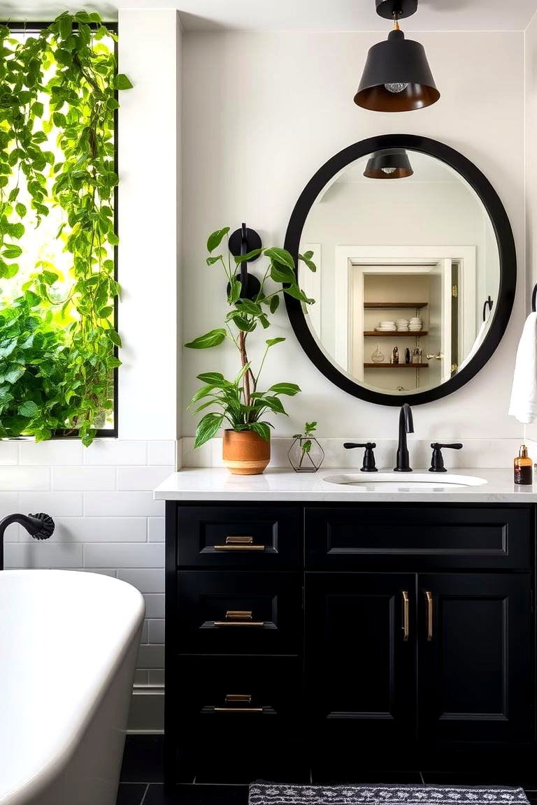 Black Cabinets with Greenery - 24 bathroom with black cabinets ideas