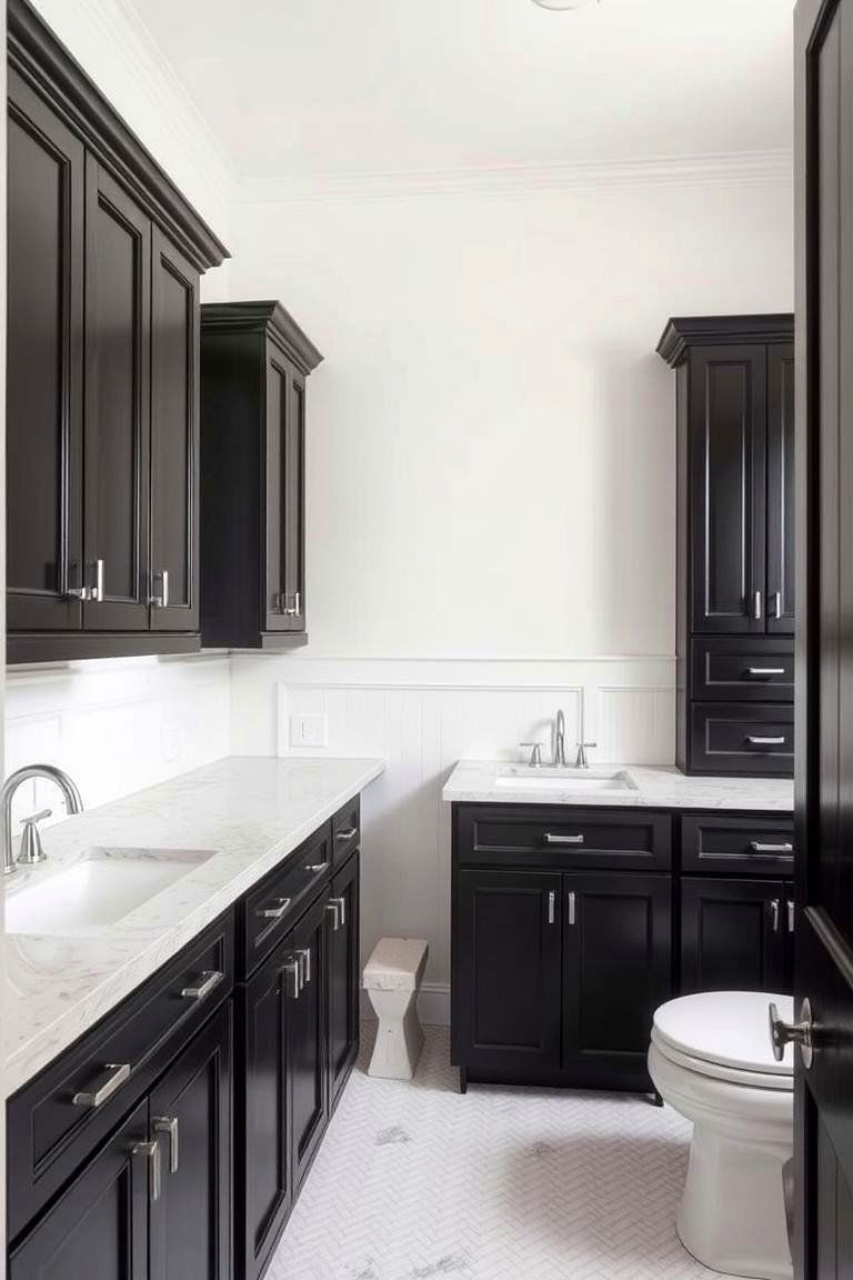 Black Cabinets with Neutral Color Scheme - 24 bathroom with black cabinets ideas