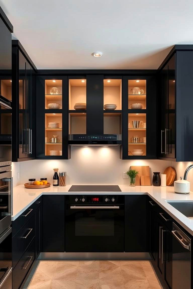 Black Cabinets with Smart Storage Solutions - 24 Black Kitchen Cabinet Ideas