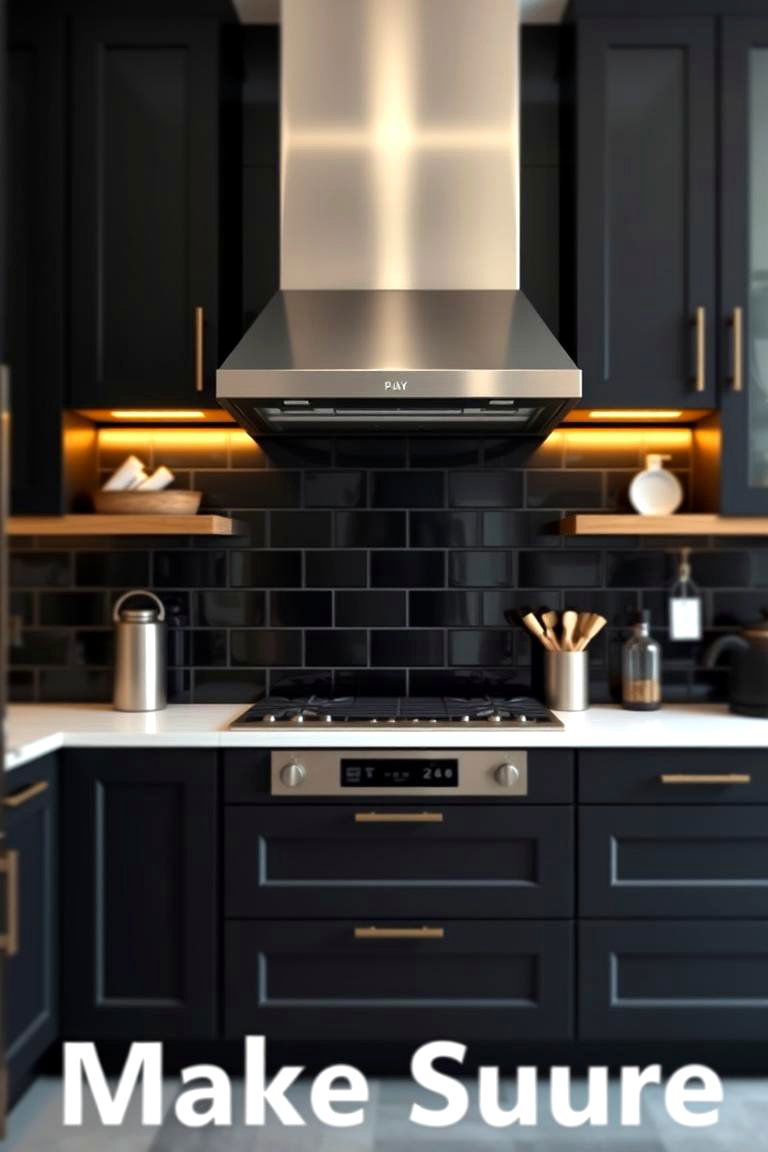 Black Cabinets with Stainless Steel Range Hood - 24 Kitchens With Black Cabinets
