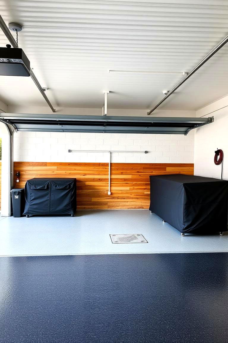Black Canvas Covered Storage Solutions - 24 Black Garage Ideas