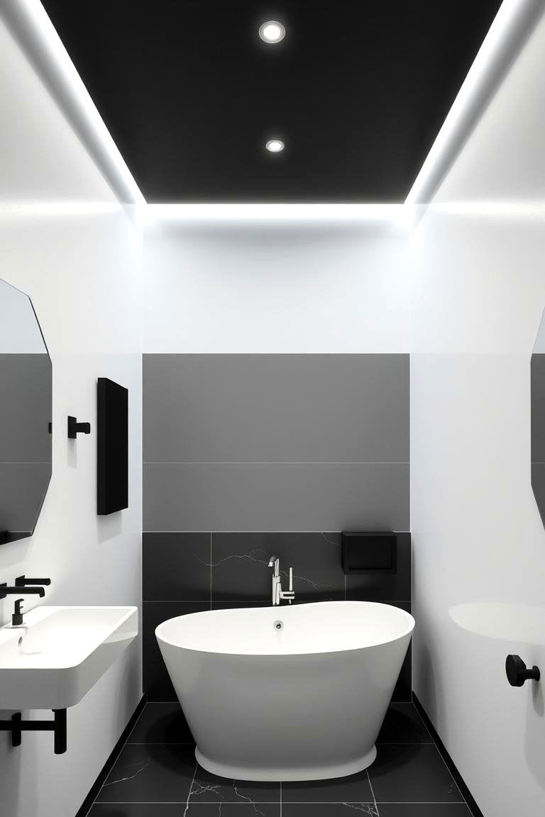 Black Ceiling for Bold Contrast - 24 Bathroom Ceiling Ideas