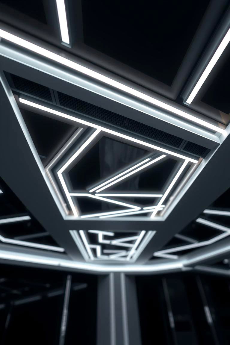 Black Ceiling with Integrated LED Strips - 24 Black Ceiling Design Ideas