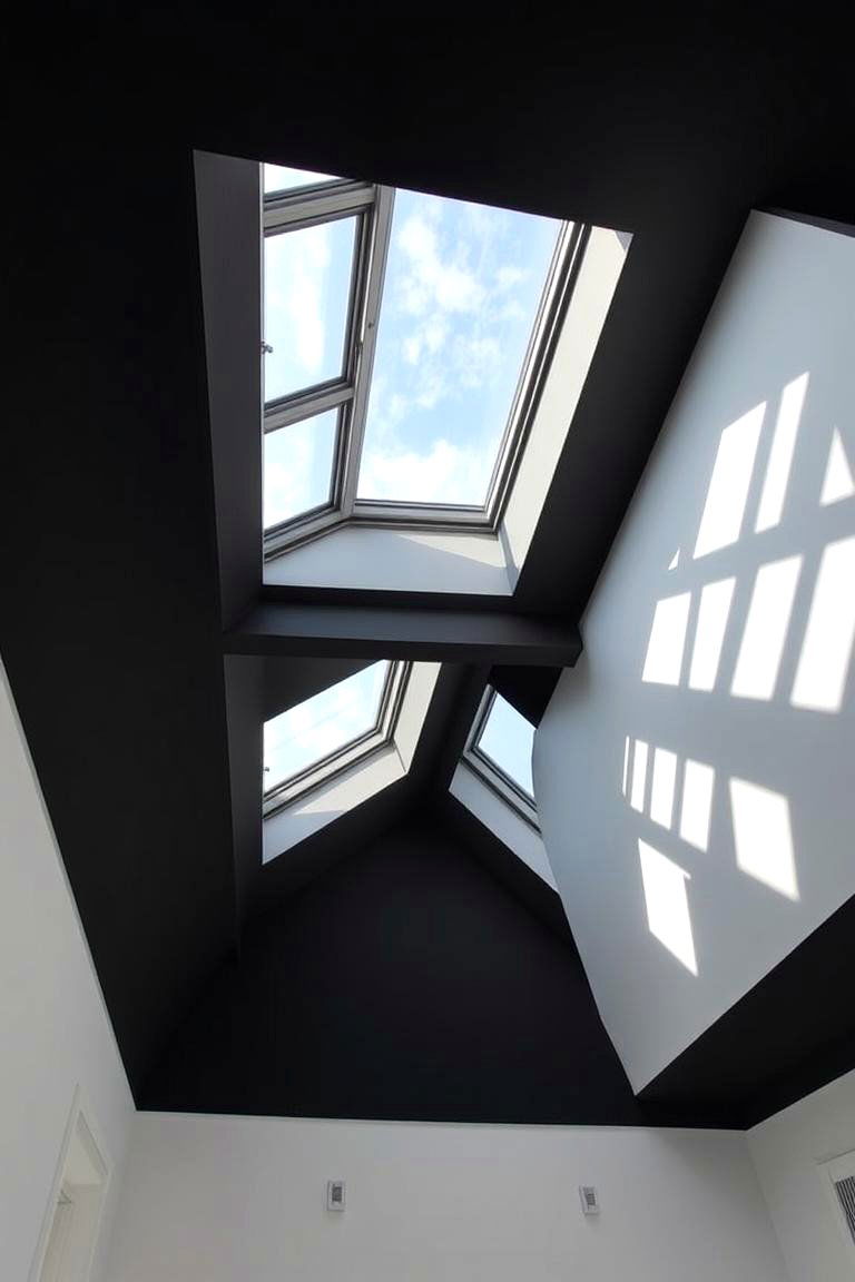 Black Ceiling with Skylight Accents - 24 Black Ceiling Design Ideas