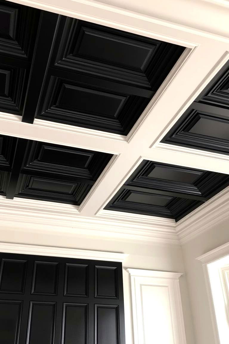 Black Coffered Ceiling Design - 24 Black Ceiling Design Ideas