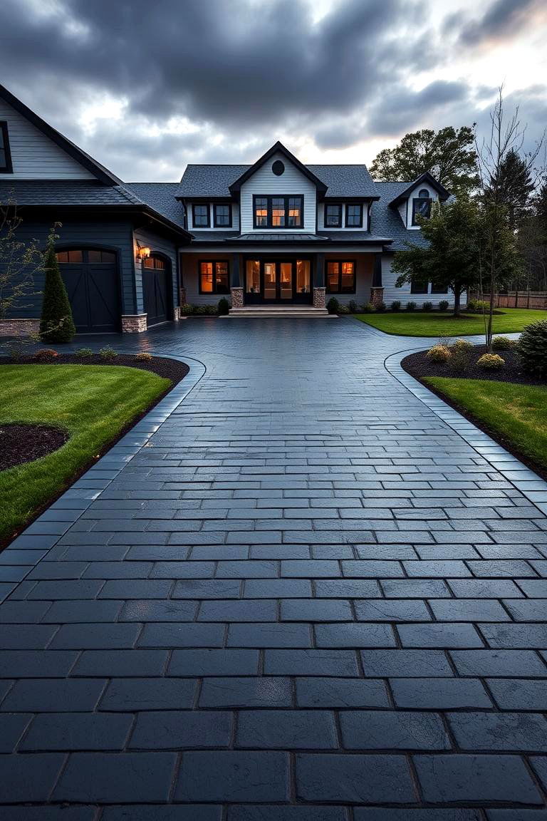 Black Contemporary Driveway - 24 Black Modern Farmhouse Exterior Design Ideas