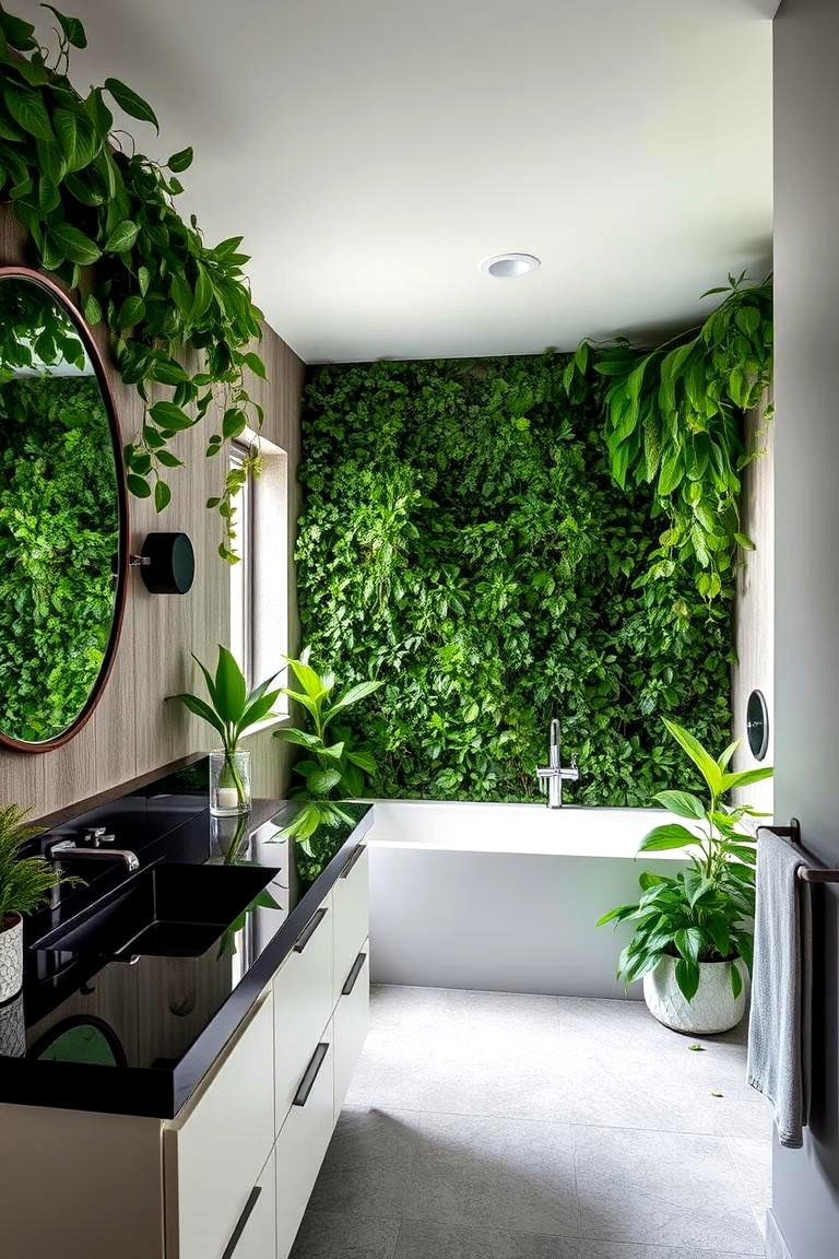 Black Countertops with Greenery and Plants - 24 bathroom with black countertops ideas