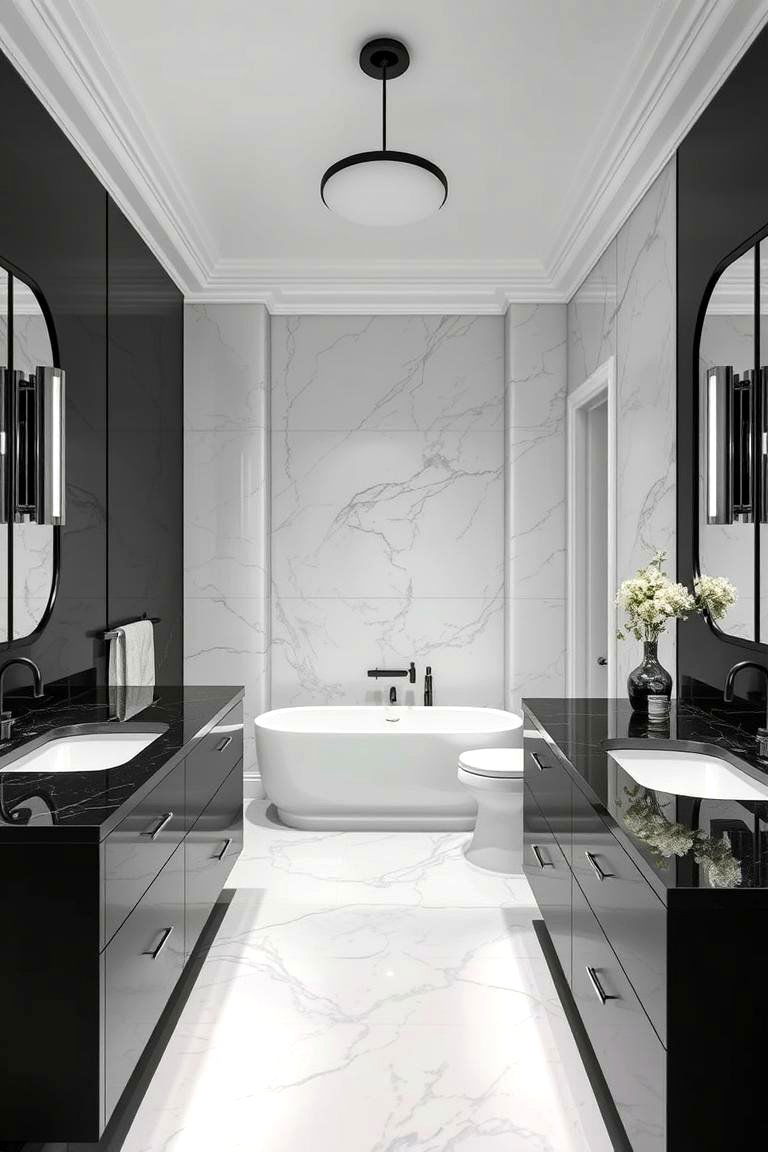 Black Countertops with Marble Floors - 24 bathroom with black countertops ideas