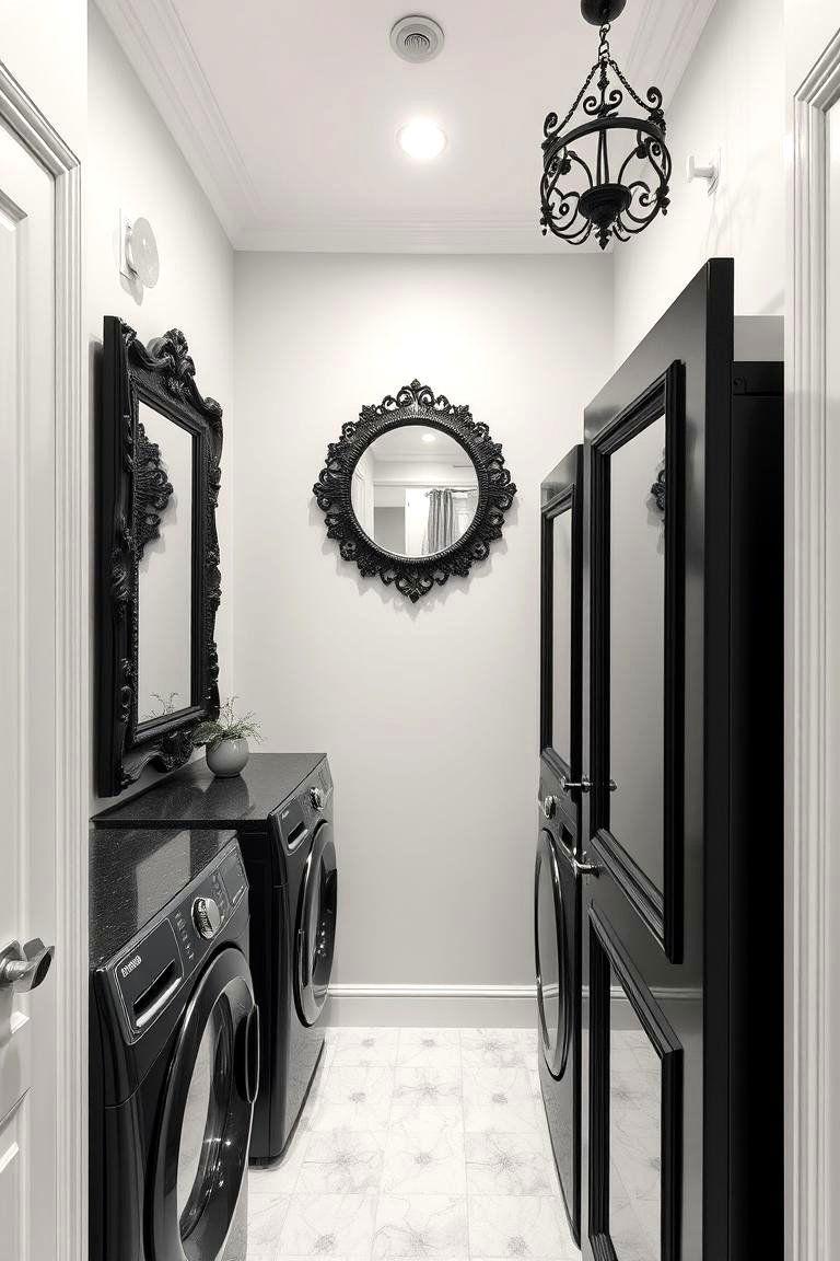 Black Decorative Mirrors - 24 black laundry room ideas