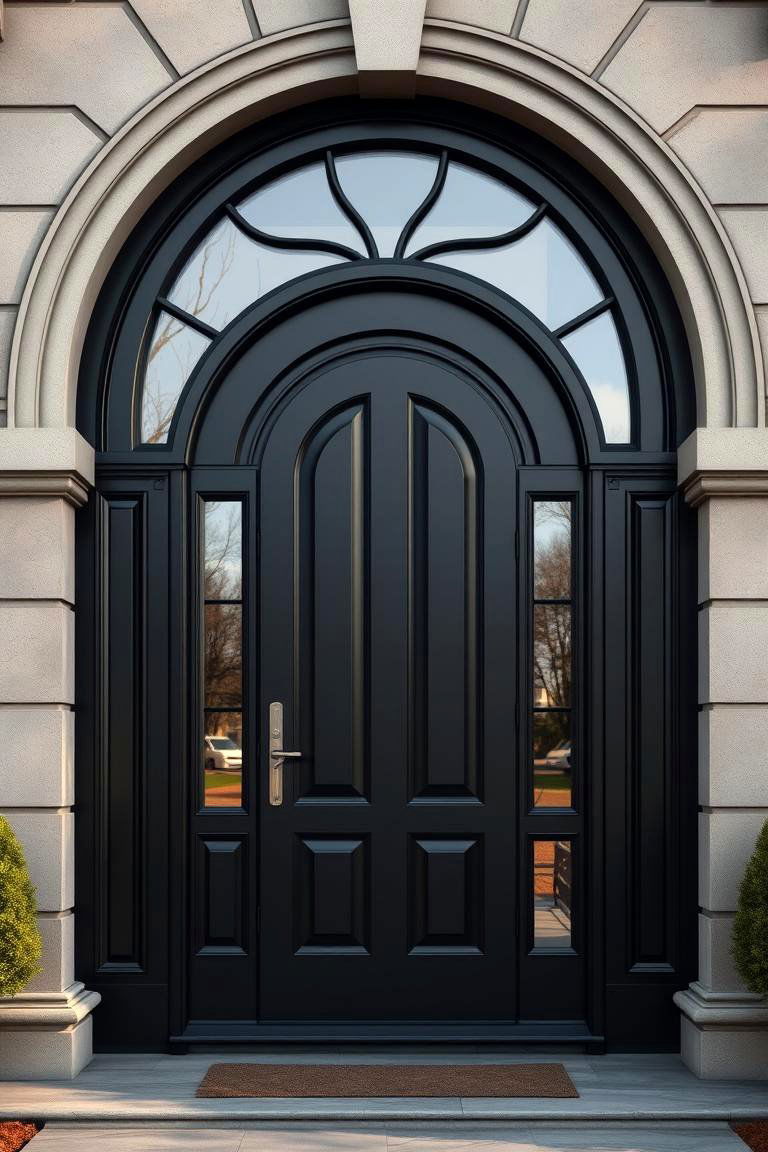 Black Door with Bold Arch - 24 Black Front Door Ideas