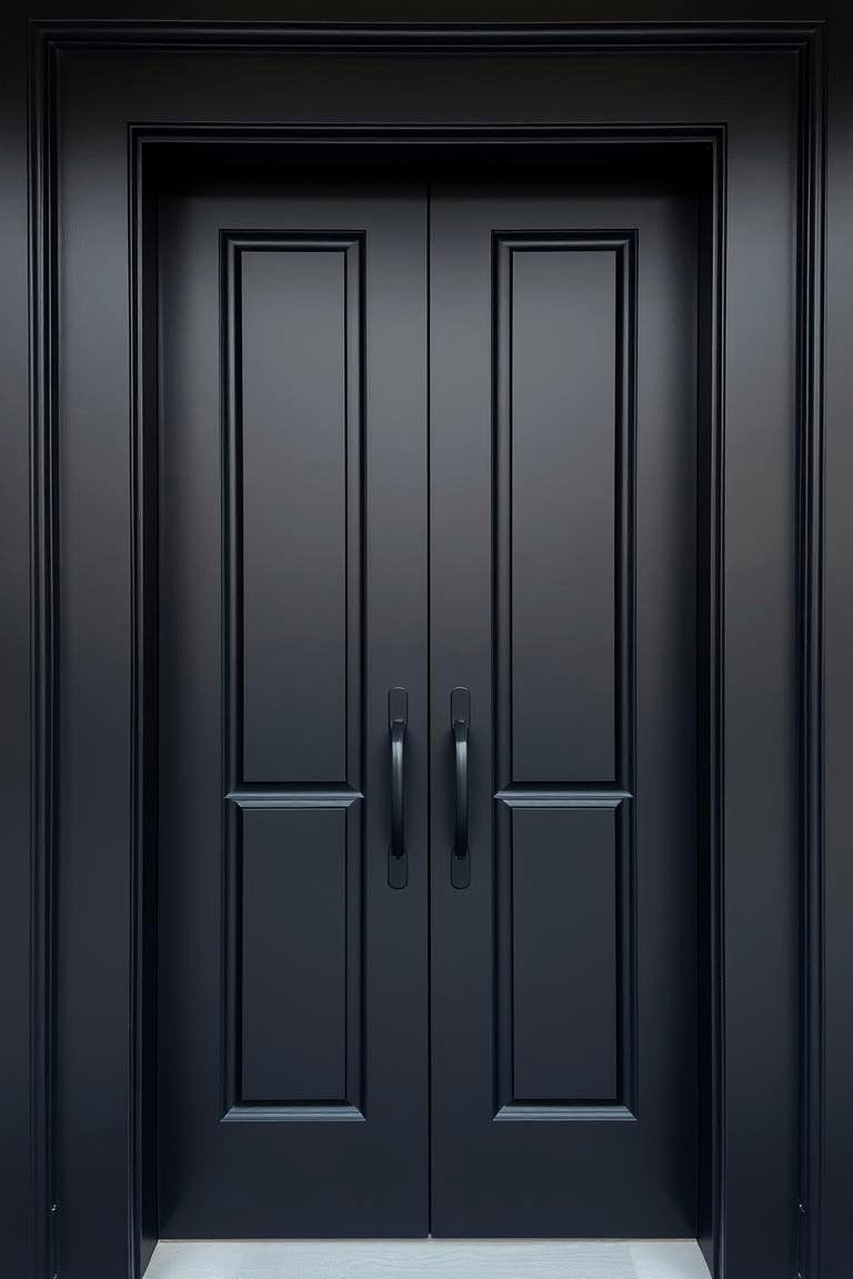 Black Door with Bold Vertical Lines - 24 Black Front Door Ideas