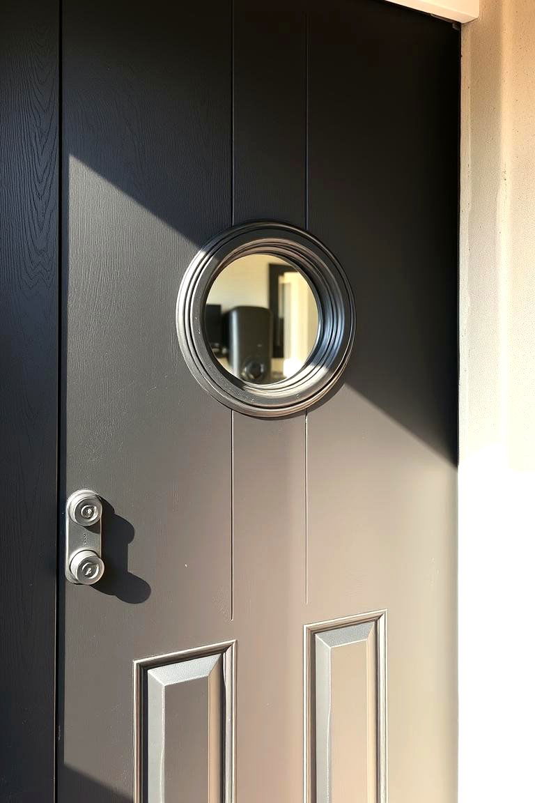 Black Door with Circular Window - 24 Black Front Door Ideas