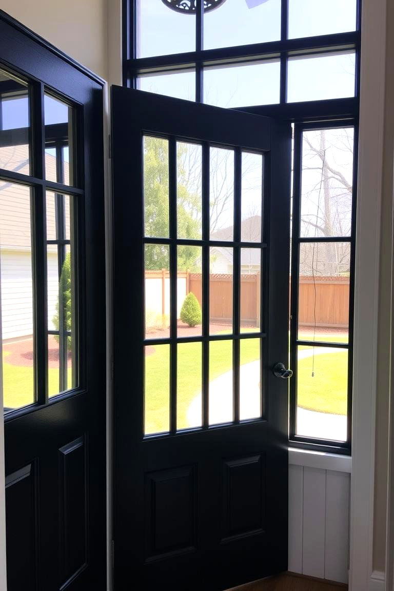 Black Door with Large Window - 24 Black Front Door Ideas