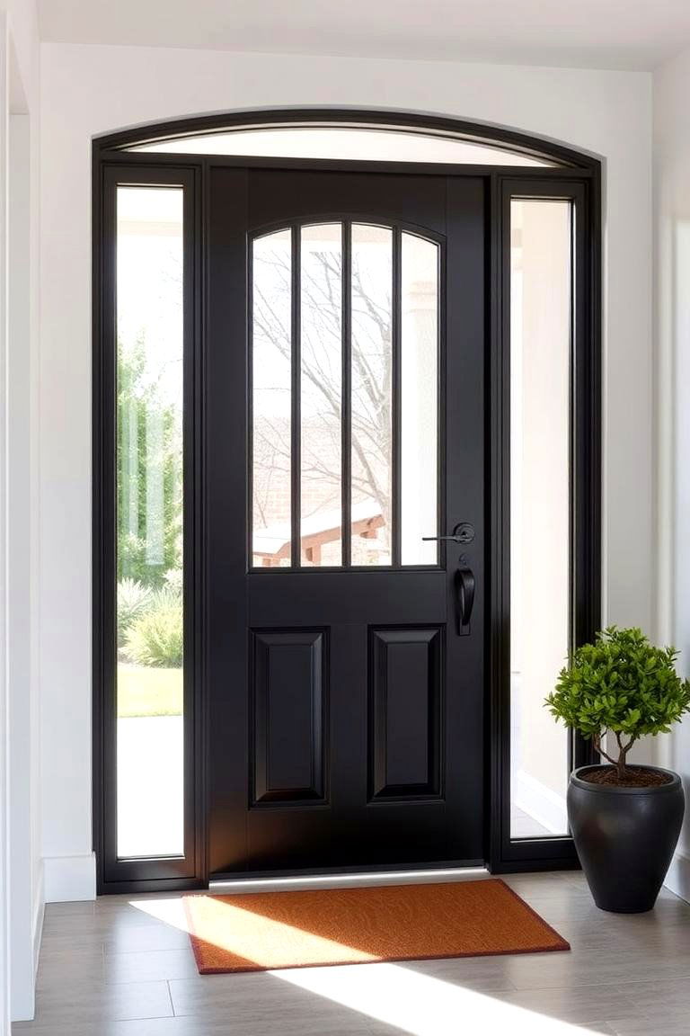 Black Door with Side Panels - 24 Black Front Door Ideas