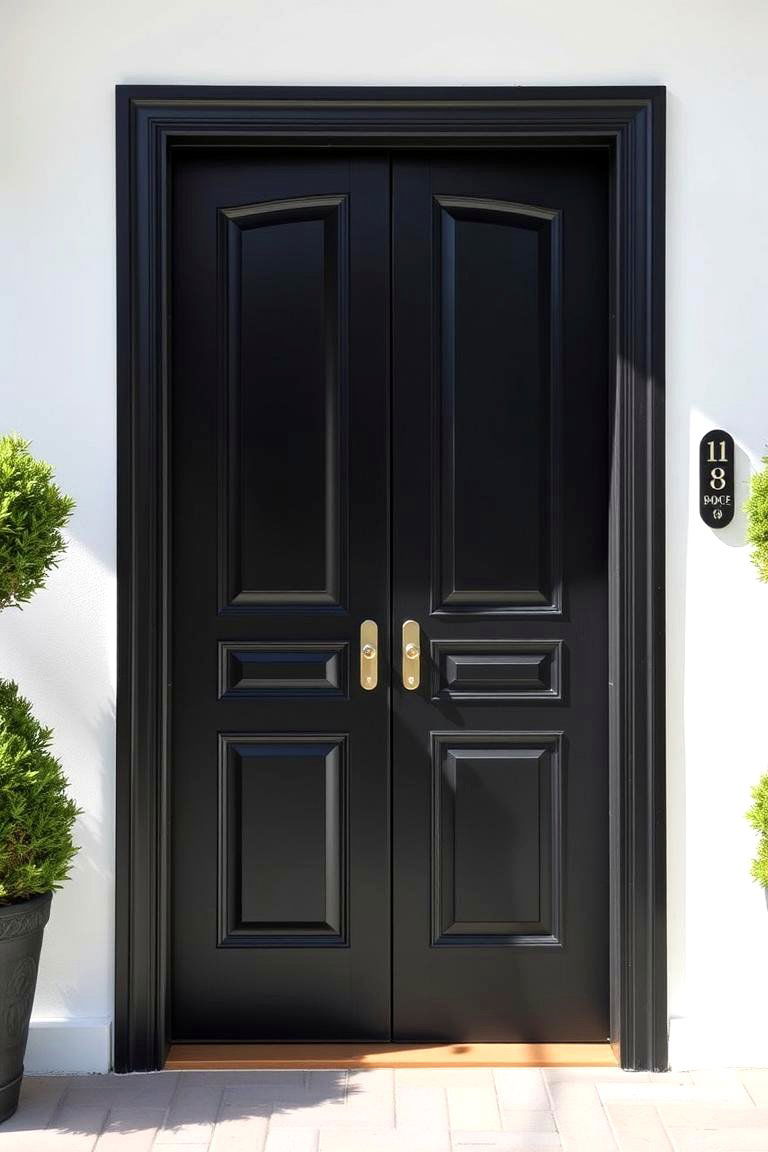 Black Door with Two Tone Design - 24 Black Front Door Ideas