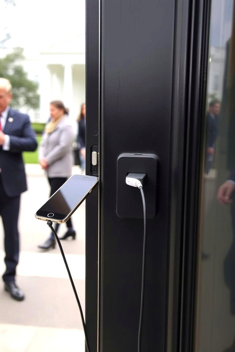 Black Doors with Built in Charging Stations for Electronic Devices - 24 White House Ideas With Black Doors
