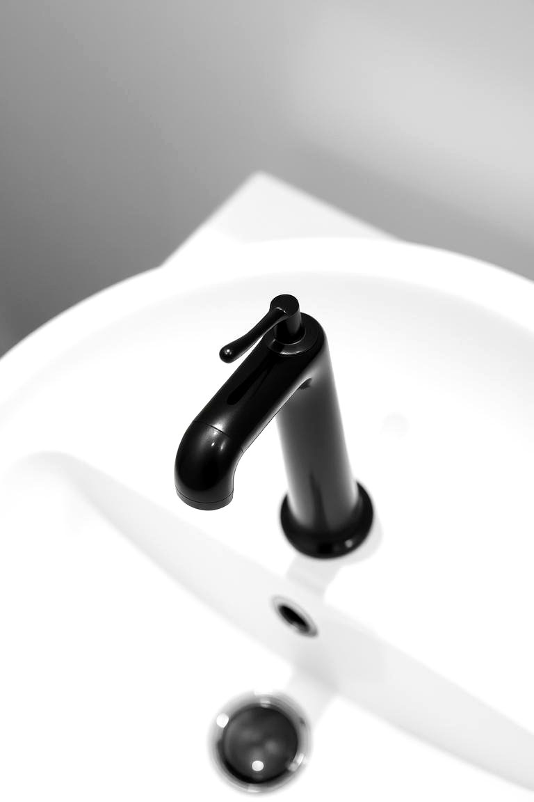 Black Faucets in a White Sink - 24 Bathroom With Black Fixtures
