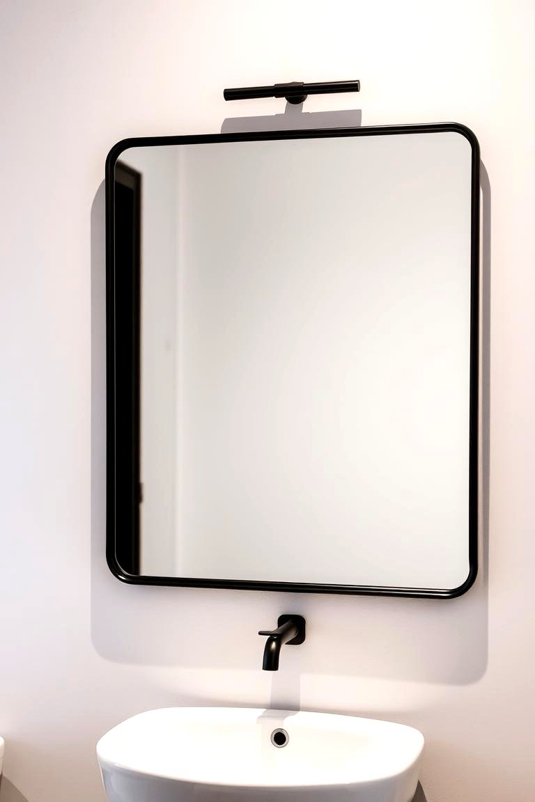 Black Framed Mirror - 24 Industrial Bathroom Ideas
