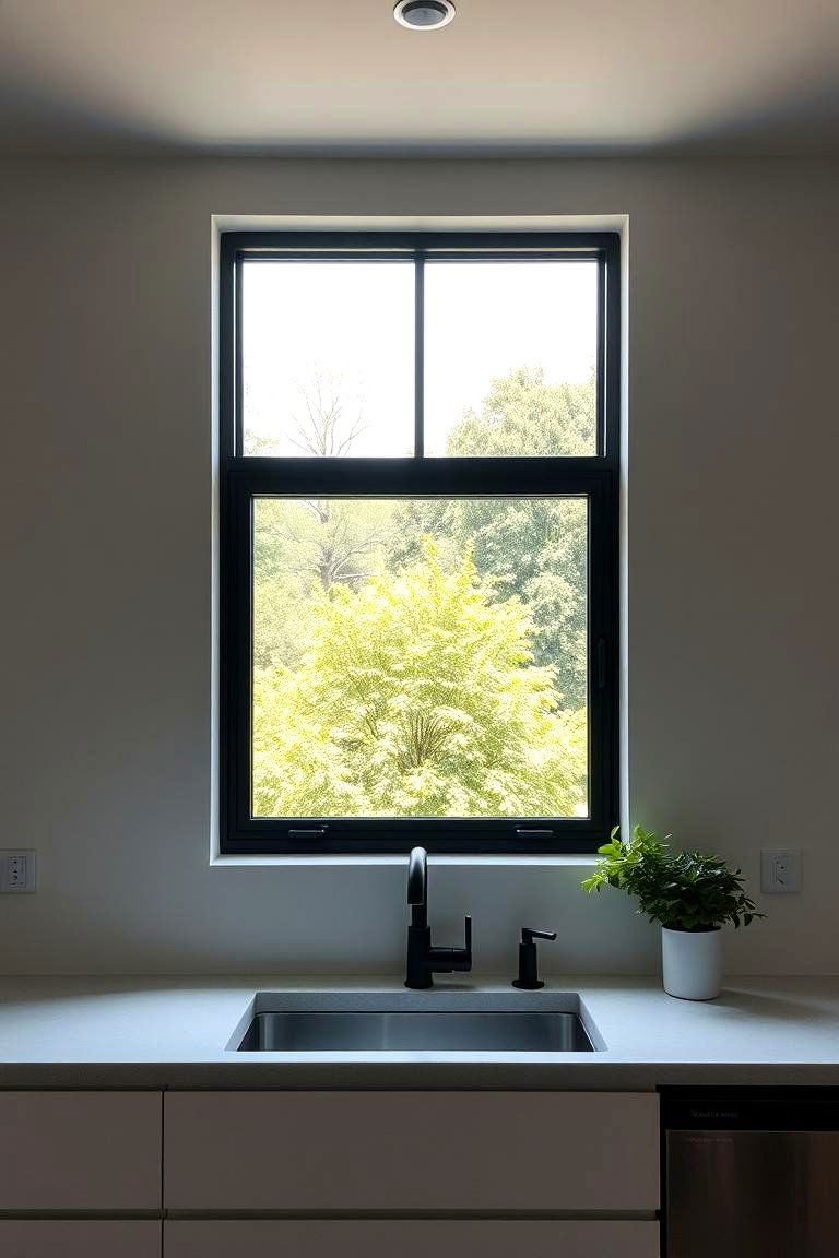 Black Framed Modern Edge - 24 Kitchen Window Ideas Over Sink