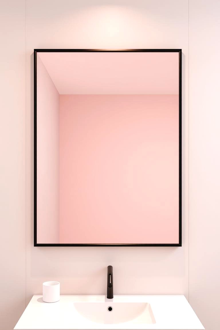 Black Framed Pink Mirror - 24 Pink and Black Bathroom Ideas