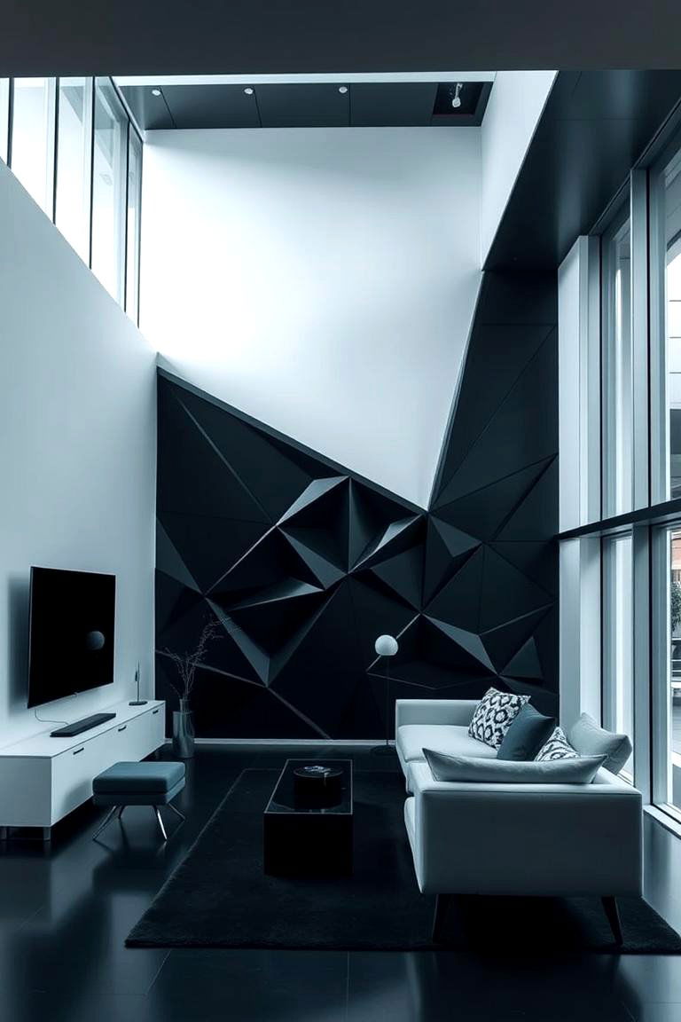 Black Geometric Pattern Wall - 24 Black Accent Wall Ideas