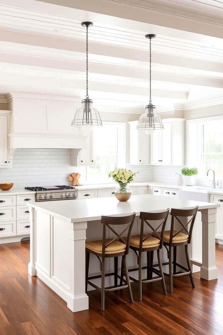 Black Hardware Accents - 24 White Farmhouse Kitchen Ideas