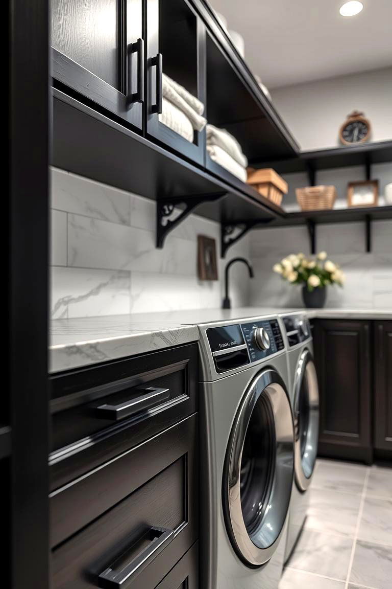 Black Hardware Detailing - 24 black laundry room ideas