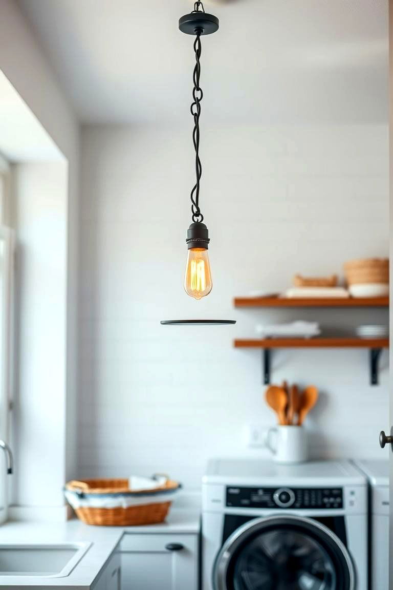 Black Iron Pendant Lights - 24 black laundry room ideas