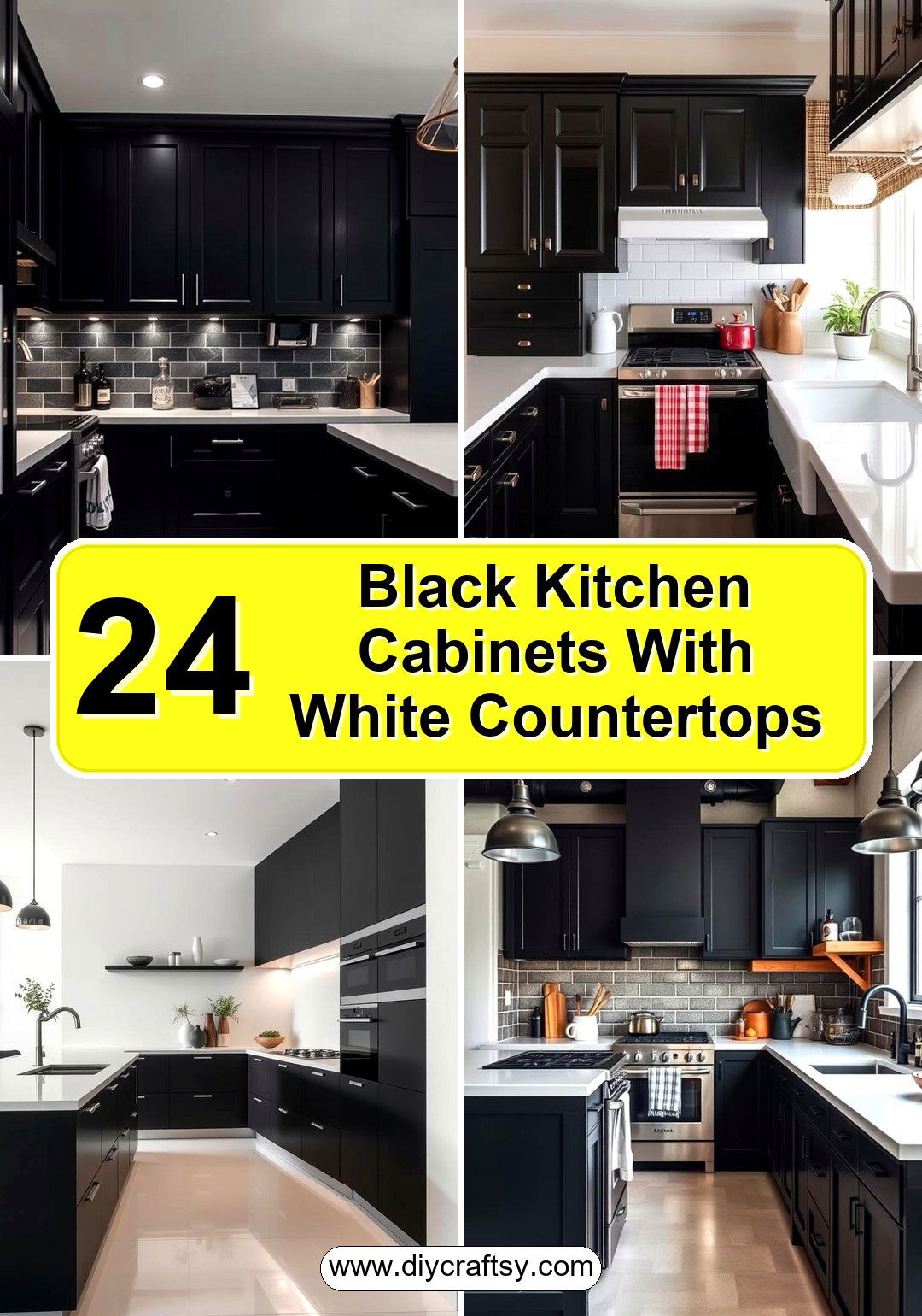 Black Kitchen Cabinets With White Countertops