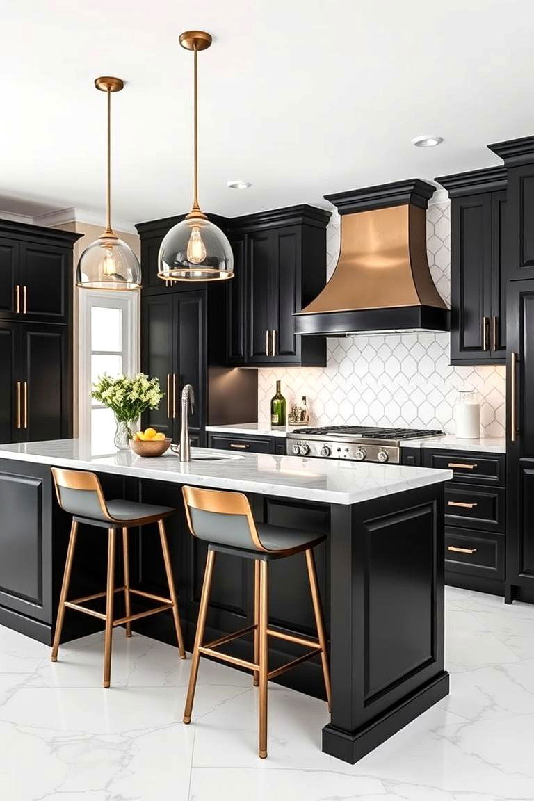 Black Kitchen Island as a Focal Point - 24 kitchens with beautiful black cabinets