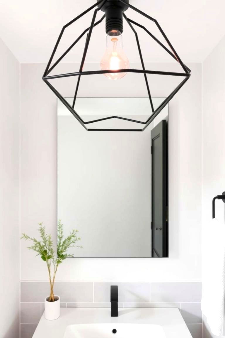 Black Lighting Fixture with Pink Bulbs If Applicable - 24 Pink and Black Bathroom Ideas