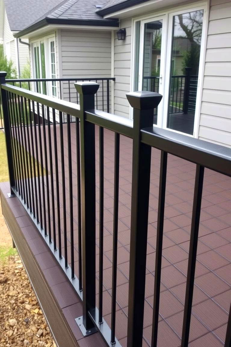 Black Metal Railing with Minimalist Design - 24 Metal Deck Railing Ideas