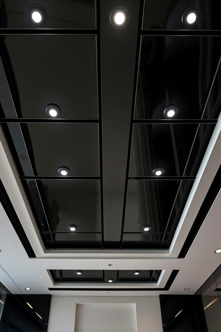 Black Metallic Ceiling Accents - 24 Black Ceiling Design Ideas