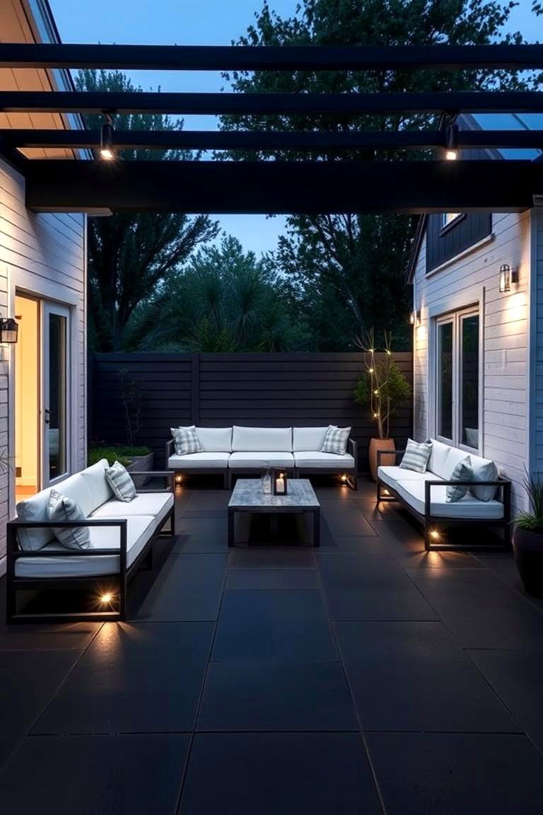 Black Minimalist Patio - 24 Black Modern Farmhouse Exterior Design Ideas