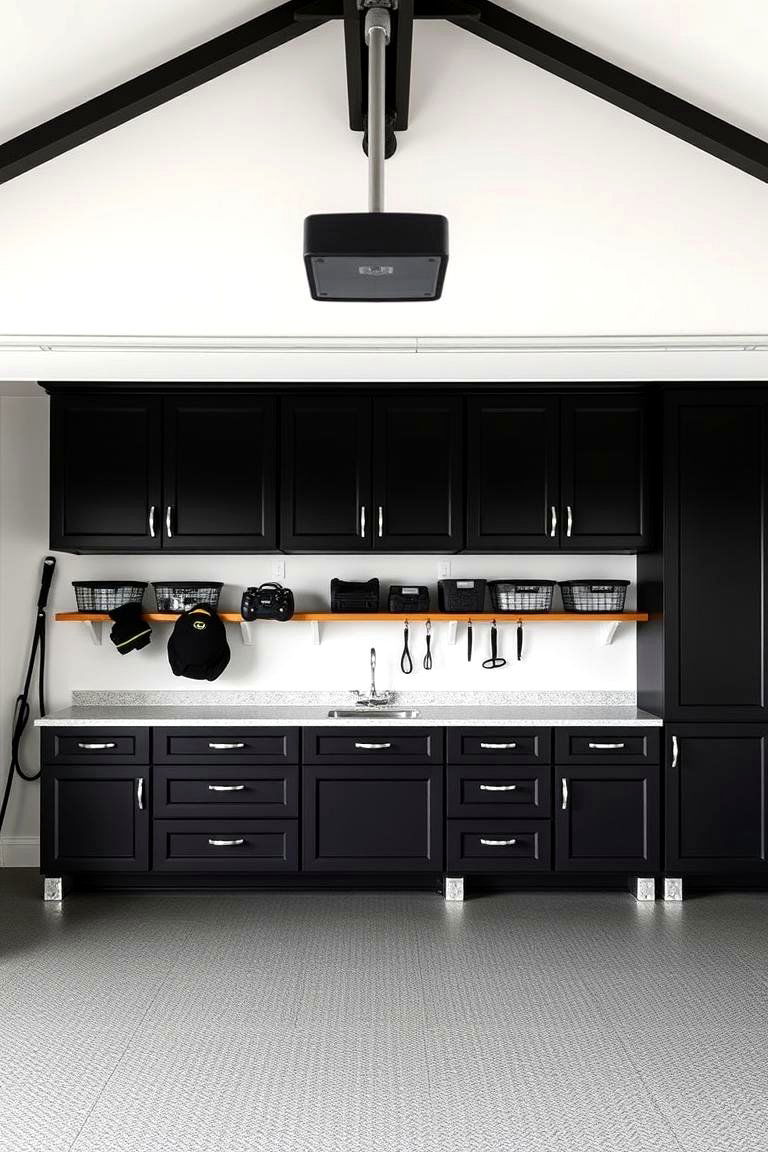 Black Modern Garage - 24 Black Modern Farmhouse Exterior Design Ideas