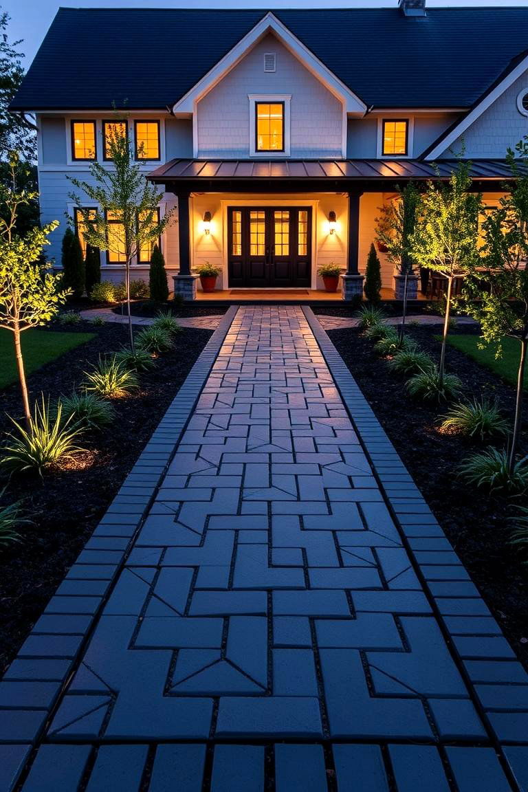 Black Paver Walkway - 24 Black Modern Farmhouse Exterior Design Ideas