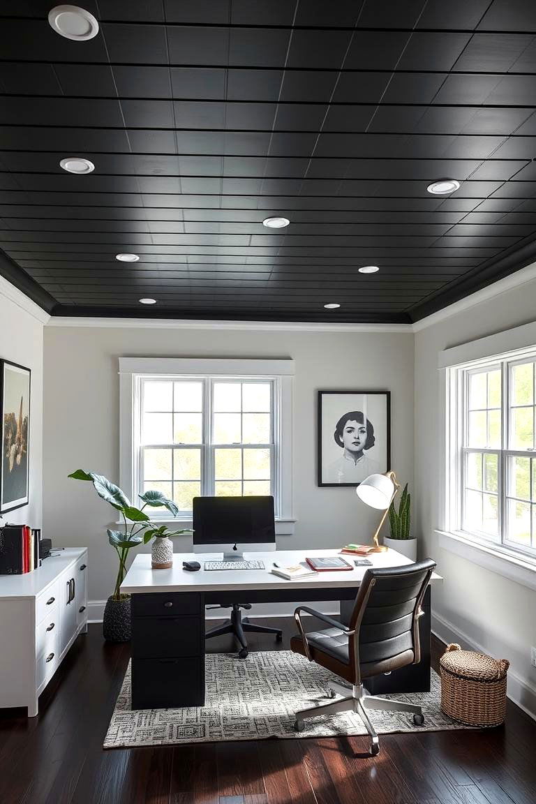 Black Shiplap Ceiling - 24 Shiplap Ceiling Ideas
