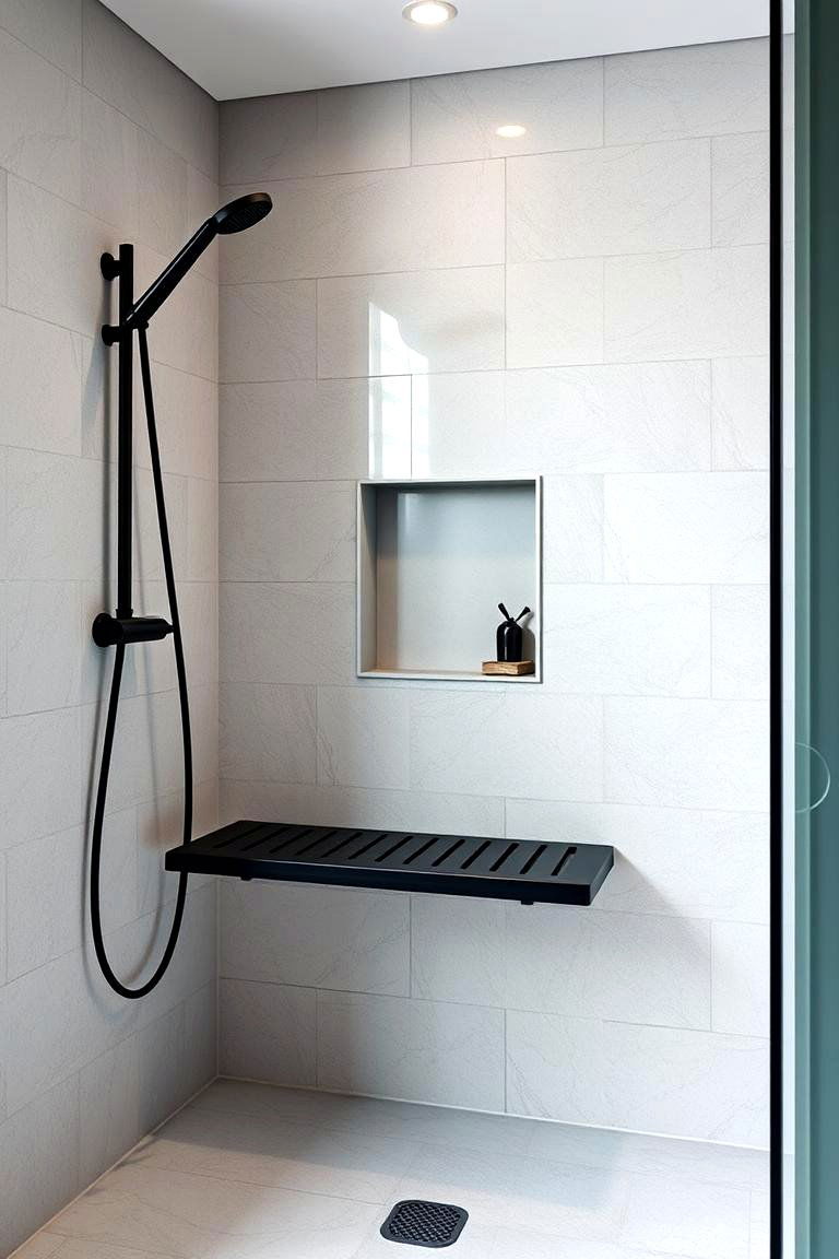 Black Shower Bench - 24 Bathroom With Black Fixtures
