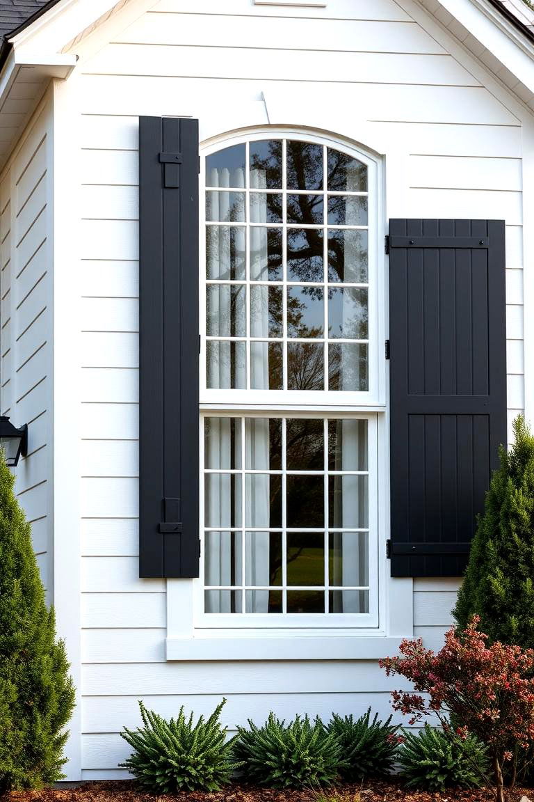 Black Shutter Details - 24 Black Modern Farmhouse Exterior Design Ideas